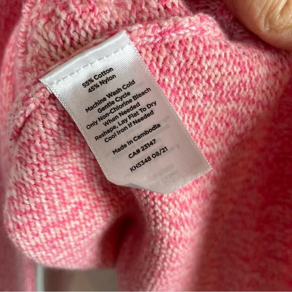 Talbots Pink Red Cable Knit Cotton Blend  Mock Neck Sweater 2X - Picture 8 of 9